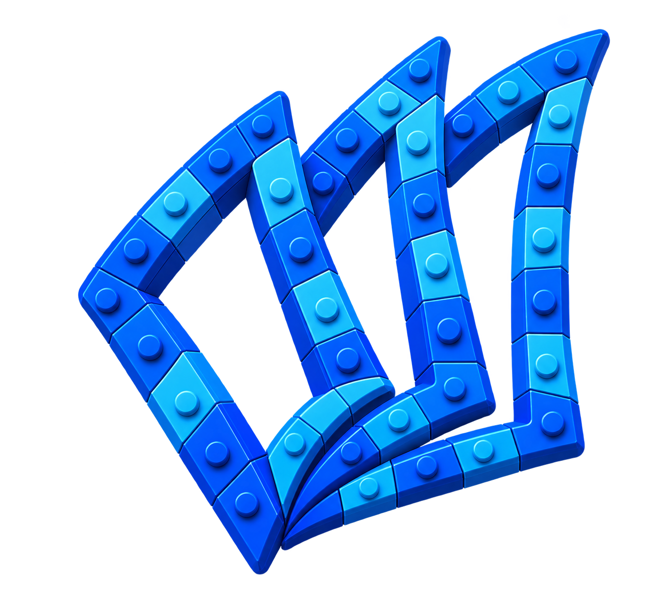 Readabic open-book mark rebuilt from blue toy bricks